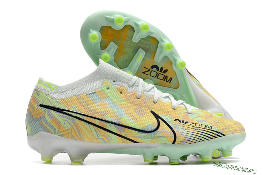 Unisex Nike Air Zoom Mercurial Vapor 15 Elite AG Artificial Grass Low-Tops Football Boots - White/Green/Orange 2