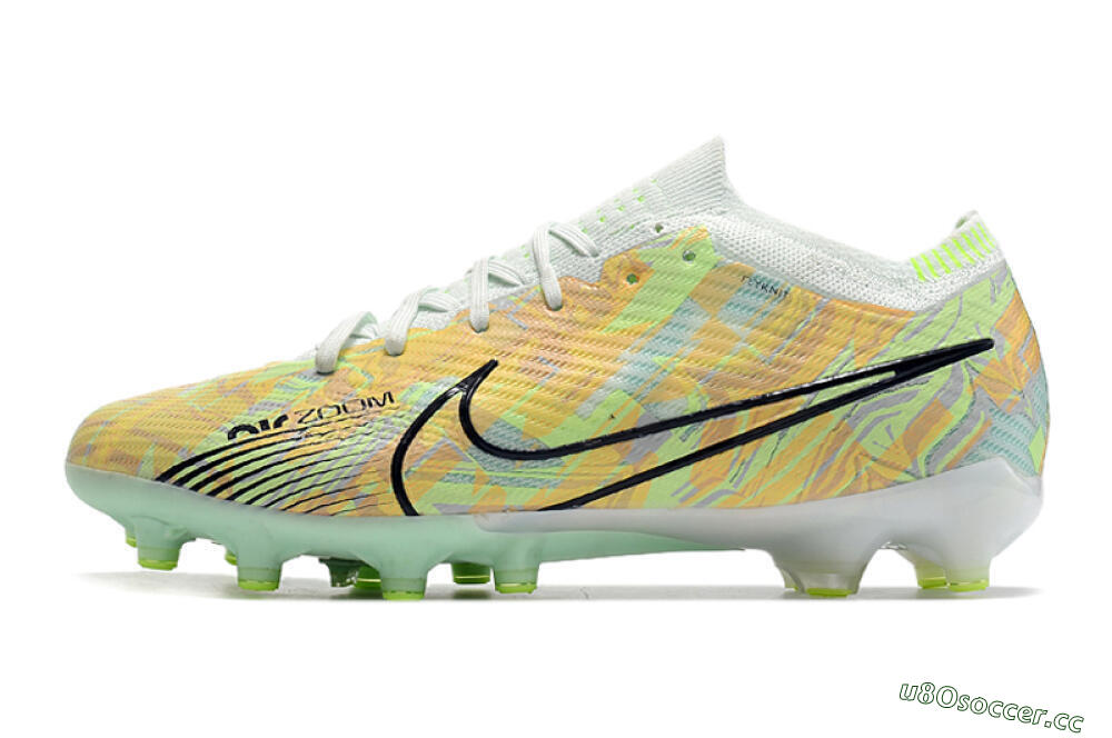 Unisex Nike Air Zoom Mercurial Vapor 15 Elite AG Artificial Grass Low-Tops Football Boots - White/Green/Orange 0