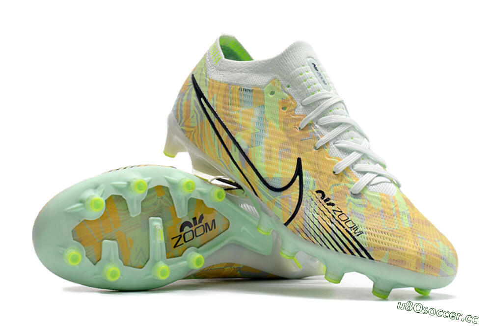 Unisex Nike Air Zoom Mercurial Vapor 15 Elite AG Artificial Grass Low-Tops Football Boots - White/Green/Orange 3