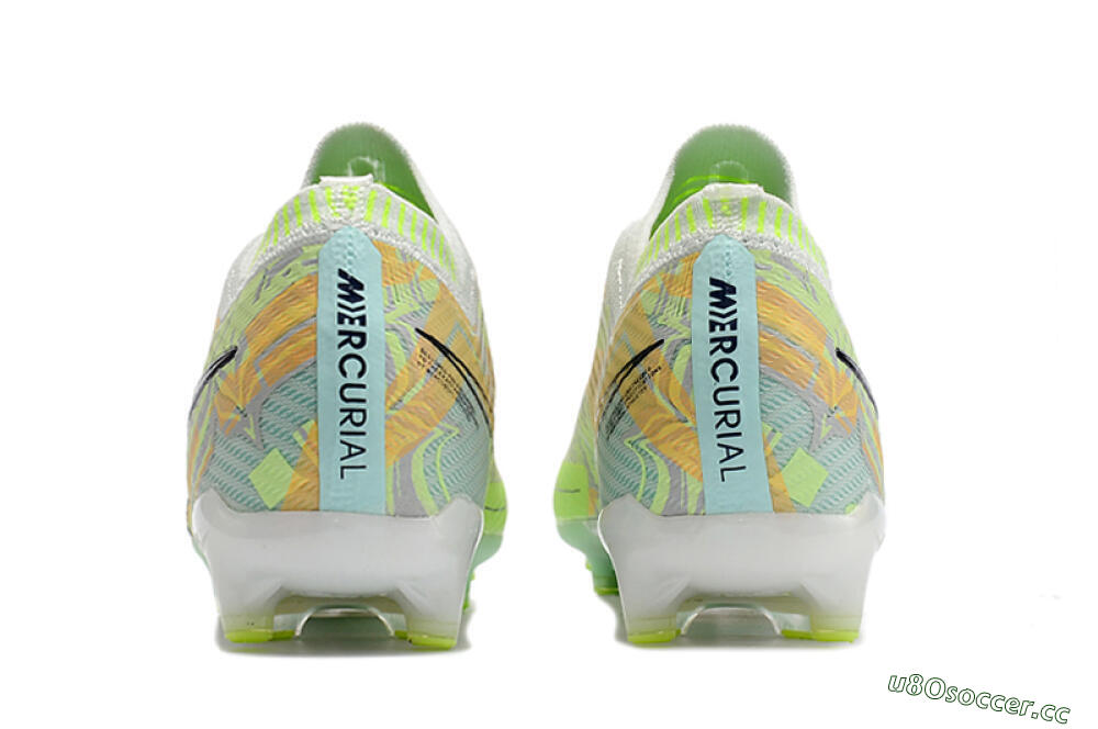 Unisex Nike Air Zoom Mercurial Vapor 15 Elite AG Artificial Grass Low-Tops Football Boots - White/Green/Orange 5