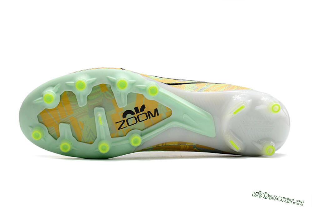 Unisex Nike Air Zoom Mercurial Vapor 15 Elite AG Artificial Grass Low-Tops Football Boots - White/Green/Orange 6