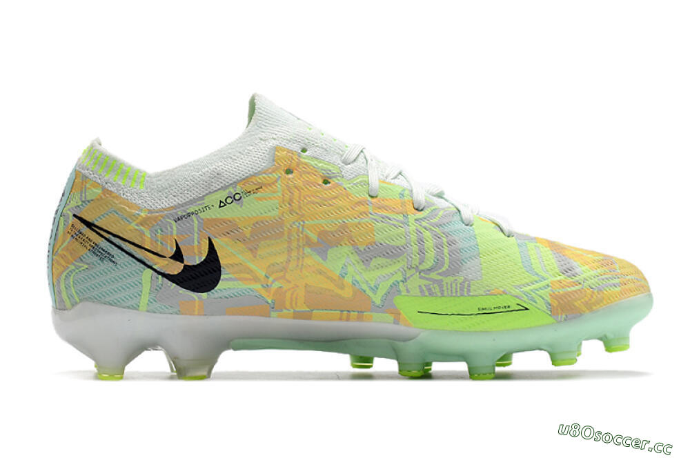 Unisex Nike Air Zoom Mercurial Vapor 15 Elite AG Artificial Grass Low-Tops Football Boots - White/Green/Orange 7