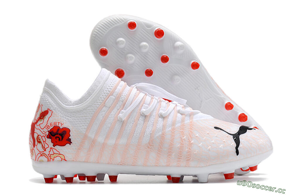 Men's Puma Future Z 1.4 Liberty MG Multi Ground Low-Tops Football Boots - White/Red/Black 2