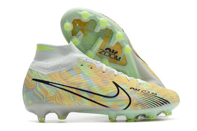 Men's Nike Air Zoom Mercurial Superfly 9 Elite AG Artificial Grass High-Tops Football Boots - White/Green/Orange