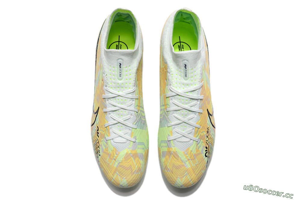 Men's Nike Air Zoom Mercurial Superfly 9 Elite AG Artificial Grass High-Tops Football Boots - White/Green/Orange 4