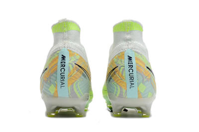 Men's Nike Air Zoom Mercurial Superfly 9 Elite AG Artificial Grass High-Tops Football Boots - White/Green/Orange