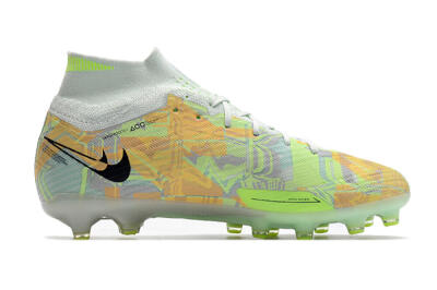 Men's Nike Air Zoom Mercurial Superfly 9 Elite AG Artificial Grass High-Tops Football Boots - White/Green/Orange