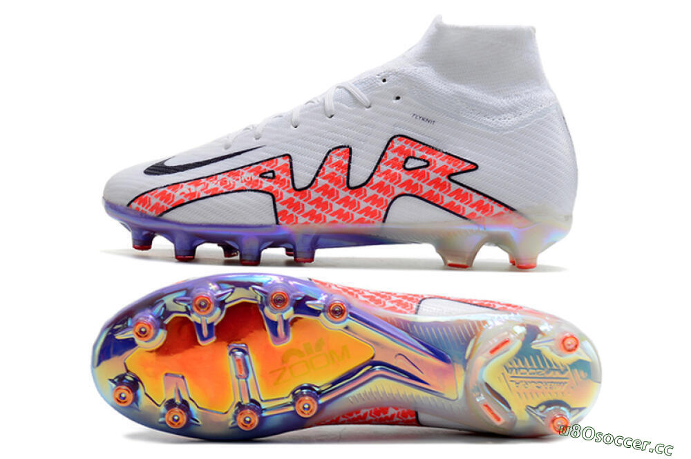 Men's Nike Air Zoom Mercurial Superfly 9 Elite AG Artificial Grass High-Tops Football Boots - White/Pink 1