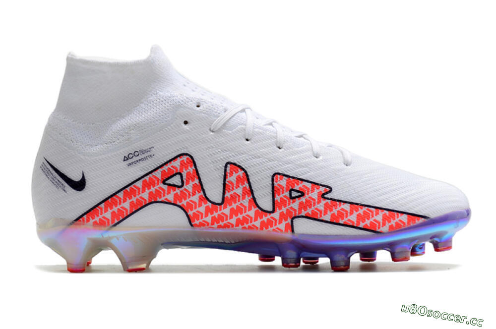 Men's Nike Air Zoom Mercurial Superfly 9 Elite AG Artificial Grass High-Tops Football Boots - White/Pink 7