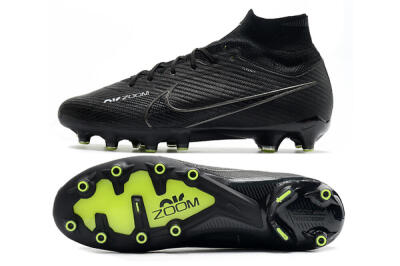 Men's Nike Air Zoom Mercurial Superfly 9 Elite AG Artificial Grass High-Tops Football Boots - Black/Green