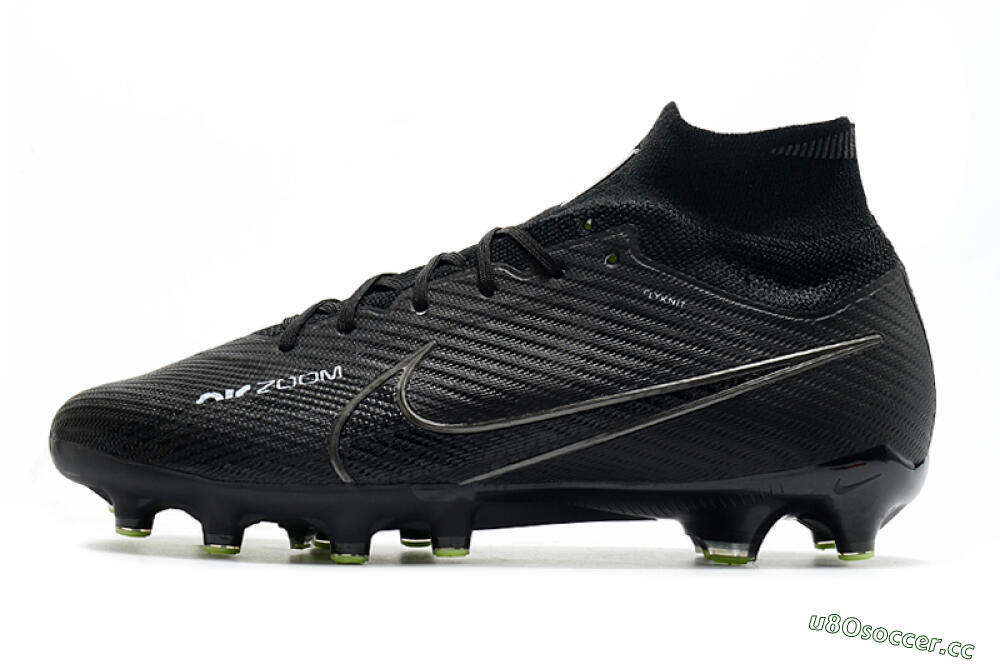 Men's Nike Air Zoom Mercurial Superfly 9 Elite AG Artificial Grass High-Tops Football Boots - Black/Green 0