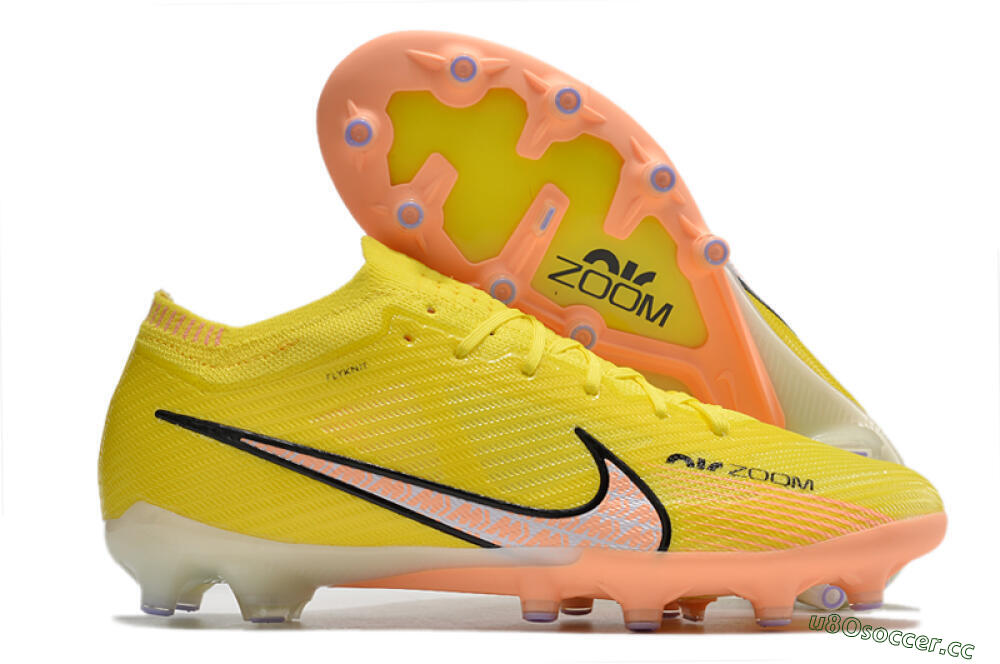 Unisex Nike Air Zoom Mercurial Vapor 15 Elite AG Artificial Grass Low-Tops Football Boots - Yellow/Pink 2