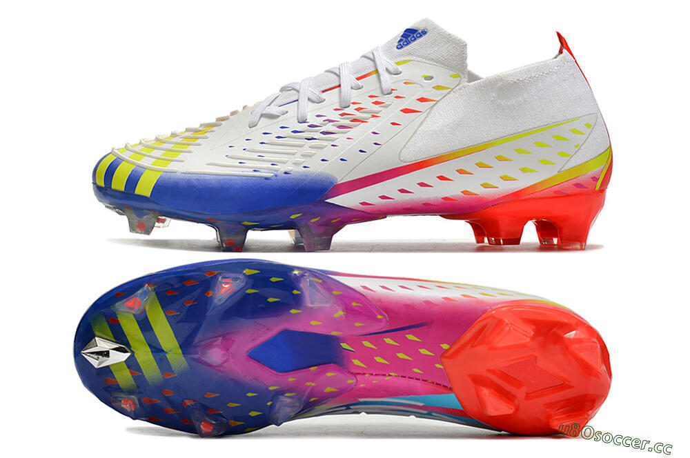 Men's Adidas Predator FIFA World Cup Qatar 2022 Edge+ FG Firm Ground Low-Tops Football Boots - White/Red/Blue 1
