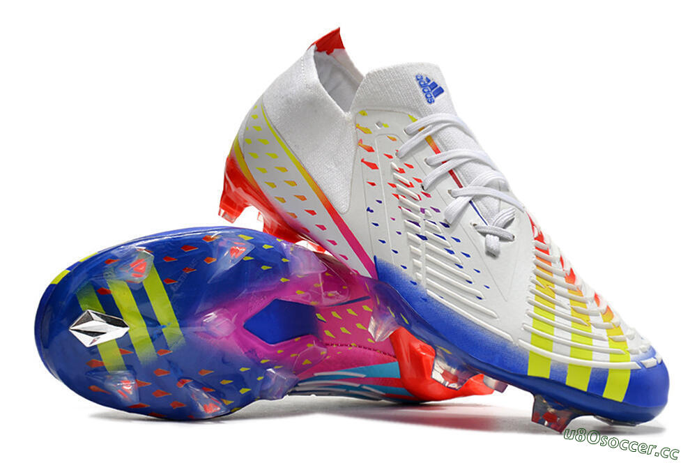Men's Adidas Predator FIFA World Cup Qatar 2022 Edge+ FG Firm Ground Low-Tops Football Boots - White/Red/Blue 3