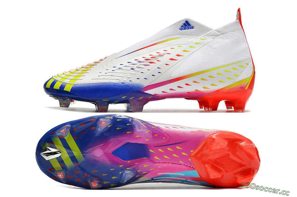 Unisex Adidas Predator FIFA World Cup Qatar 2022 Edge+ FG Firm Ground High-Tops Football Boots - White/Red/Blue 1