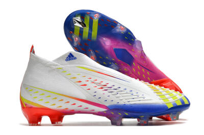 Unisex Adidas Predator FIFA World Cup Qatar 2022 Edge+ FG Firm Ground High-Tops Football Boots - White/Red/Blue