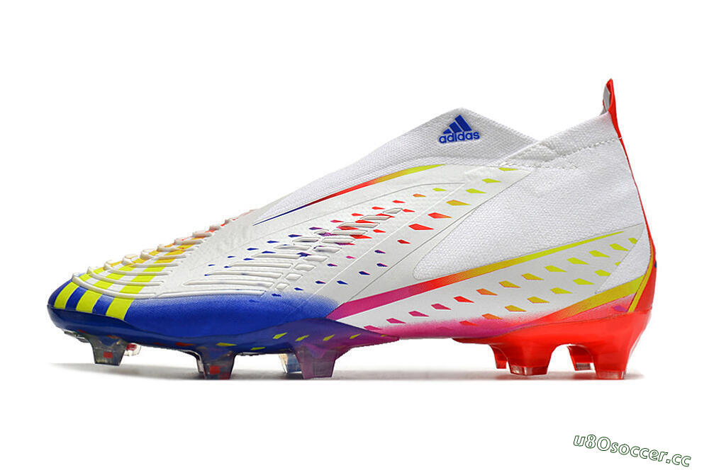 Unisex Adidas Predator FIFA World Cup Qatar 2022 Edge+ FG Firm Ground High-Tops Football Boots - White/Red/Blue 0