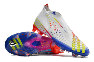 Unisex Adidas Predator FIFA World Cup Qatar 2022 Edge+ FG Firm Ground High-Tops Football Boots - White/Red/Blue