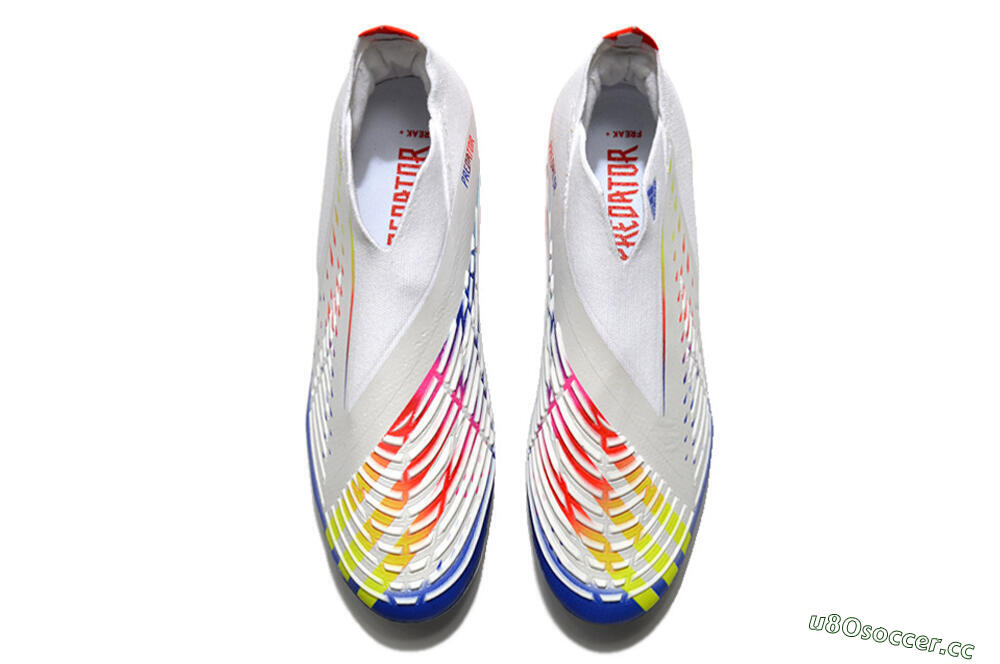 Unisex Adidas Predator FIFA World Cup Qatar 2022 Edge+ FG Firm Ground High-Tops Football Boots - White/Red/Blue 4