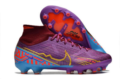 Men's Nike Air Zoom Mercurial Superfly 9 Elite AG Artificial Grass High-Tops Football Boots - Red/Gold/Blue