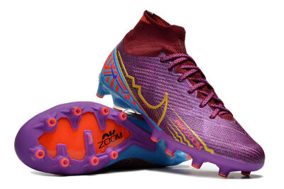 Men's Nike Air Zoom Mercurial Superfly 9 Elite AG Artificial Grass High-Tops Football Boots - Red/Gold/Blue