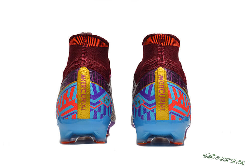 Men's Nike Air Zoom Mercurial Superfly 9 Elite AG Artificial Grass High-Tops Football Boots - Red/Gold/Blue 5