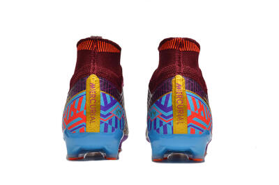 Men's Nike Air Zoom Mercurial Superfly 9 Elite AG Artificial Grass High-Tops Football Boots - Red/Gold/Blue