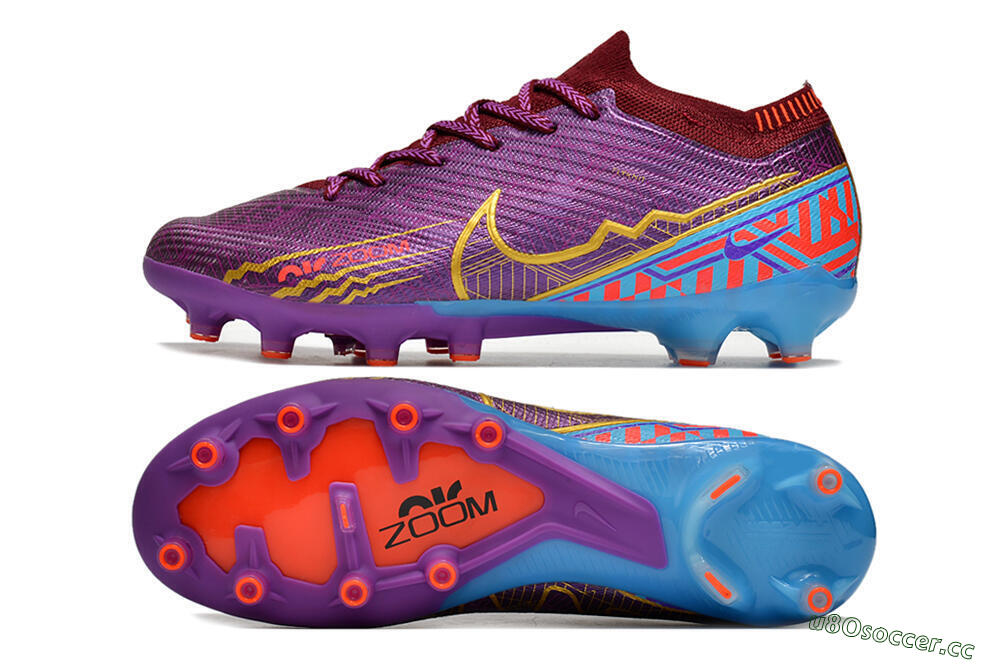 Unisex Nike Air Zoom Mercurial Vapor 15 Elite AG Artificial Grass Low-Tops Football Boots - Red/Gold/Blue 1
