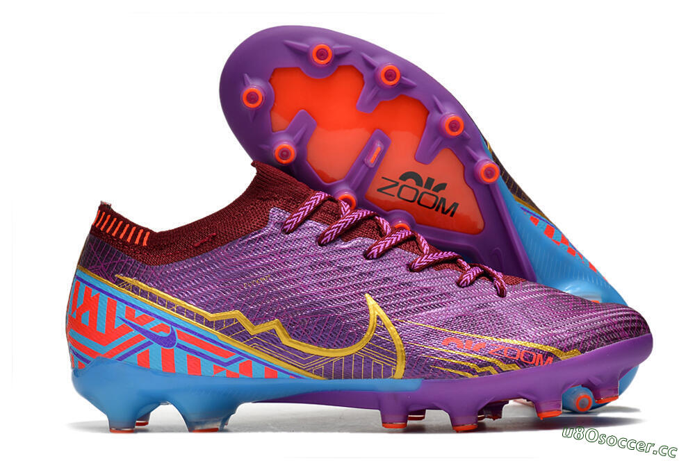 Unisex Nike Air Zoom Mercurial Vapor 15 Elite AG Artificial Grass Low-Tops Football Boots - Red/Gold/Blue 2