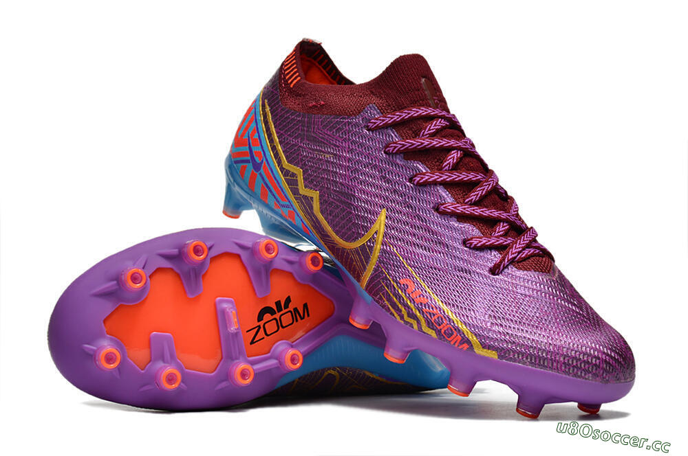 Unisex Nike Air Zoom Mercurial Vapor 15 Elite AG Artificial Grass Low-Tops Football Boots - Red/Gold/Blue 3