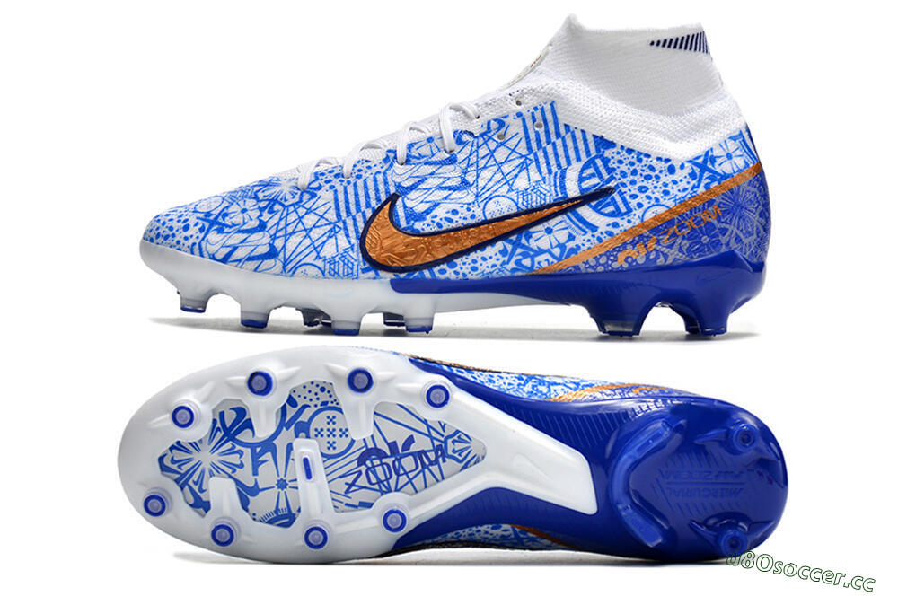 Men's Nike Air Zoom Mercurial Superfly 9 Elite AG Artificial Grass High-Tops Football Boots - Blue/White 1