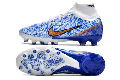 Men's Nike Air Zoom Mercurial Superfly 9 Elite AG Artificial Grass High-Tops Football Boots - Blue/White
