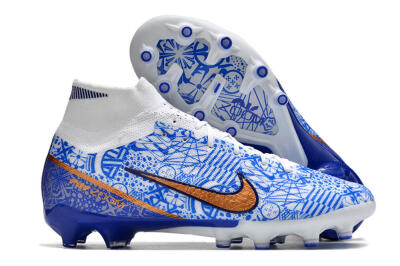 Men's Nike Air Zoom Mercurial Superfly 9 Elite AG Artificial Grass High-Tops Football Boots - Blue/White