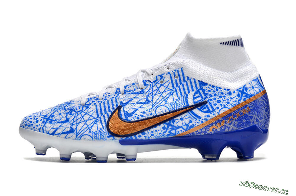 Men's Nike Air Zoom Mercurial Superfly 9 Elite AG Artificial Grass High-Tops Football Boots - Blue/White 0