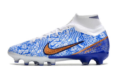 Men's Nike Air Zoom Mercurial Superfly 9 Elite AG Artificial Grass High-Tops Football Boots - Blue/White