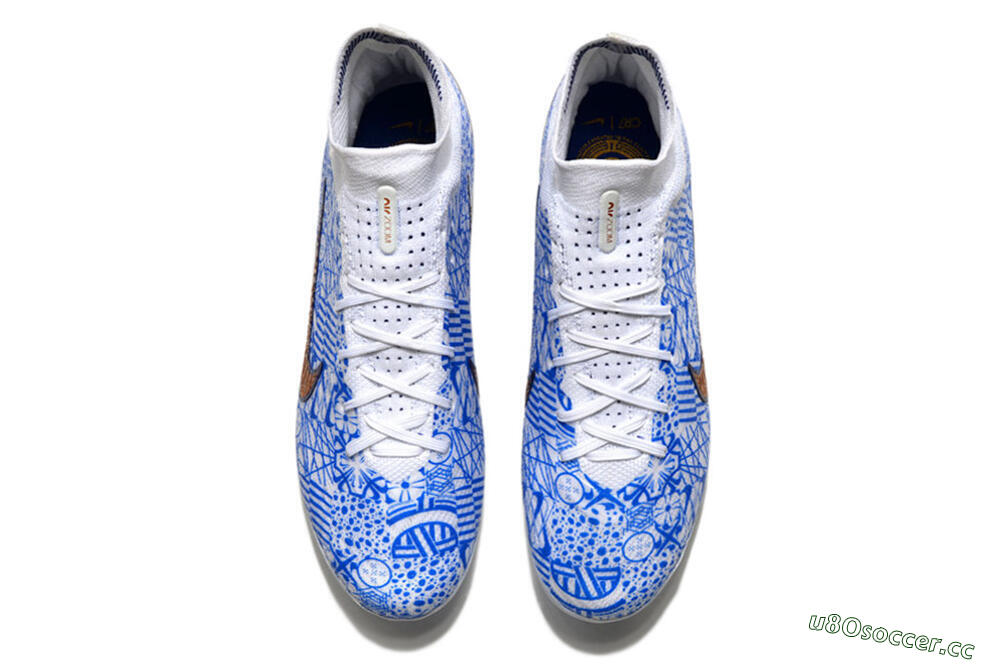 Men's Nike Air Zoom Mercurial Superfly 9 Elite AG Artificial Grass High-Tops Football Boots - Blue/White 4