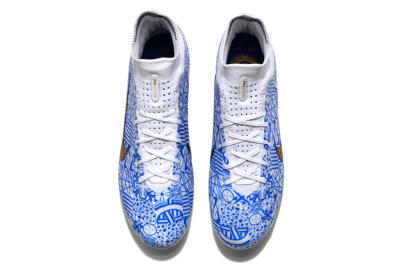Men's Nike Air Zoom Mercurial Superfly 9 Elite AG Artificial Grass High-Tops Football Boots - Blue/White
