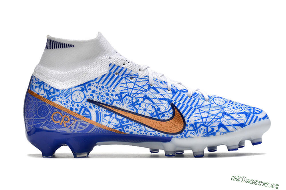 Men's Nike Air Zoom Mercurial Superfly 9 Elite AG Artificial Grass High-Tops Football Boots - Blue/White 7