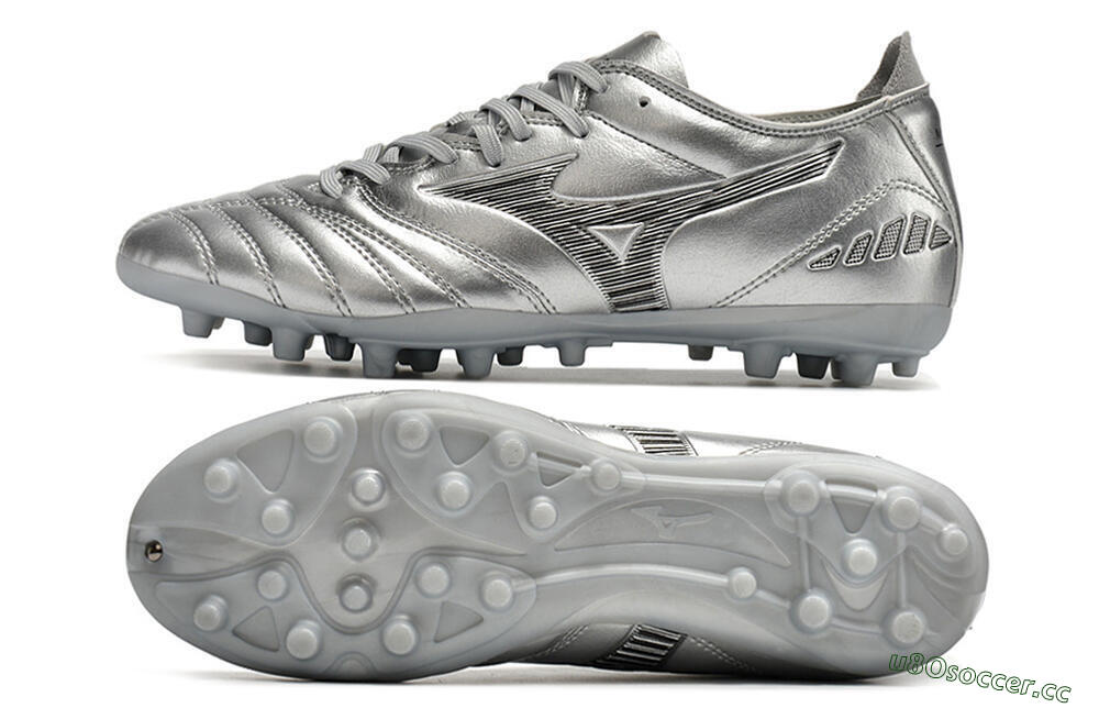 Men's Mizuno Morelia Neo AG Artificial Grass Low-Tops Football Boots - Silver 1
