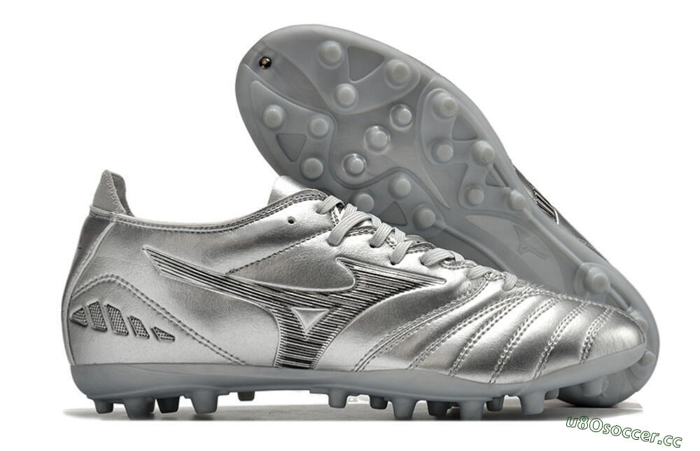Men's Mizuno Morelia Neo AG Artificial Grass Low-Tops Football Boots - Silver 2