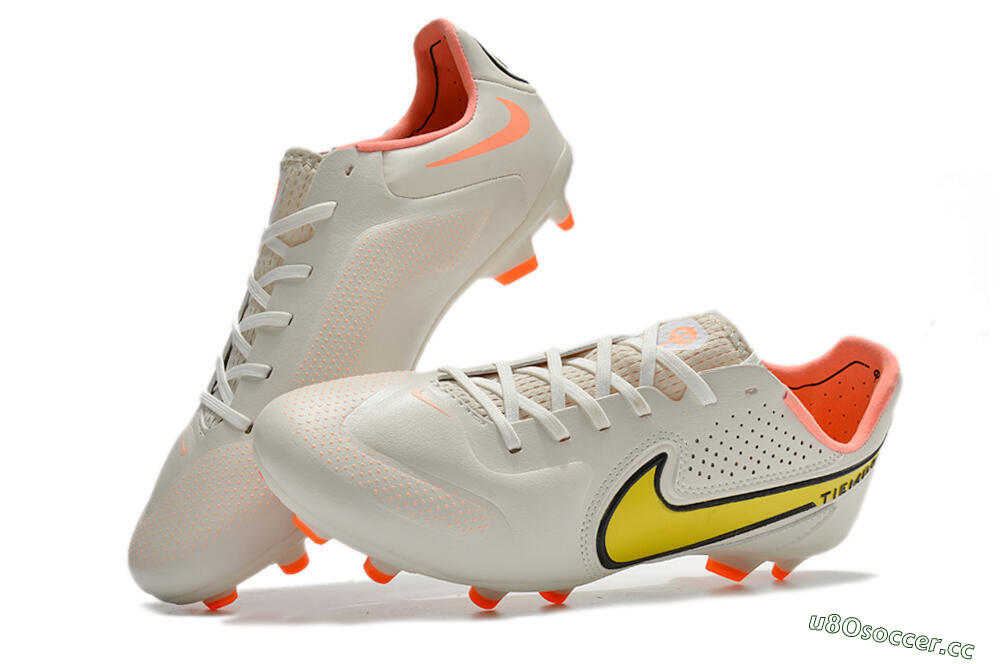 Men's Nike Tiempo Legend 9 Elite FG Firm Ground Low-Tops Football Boots - White/Yellow 6