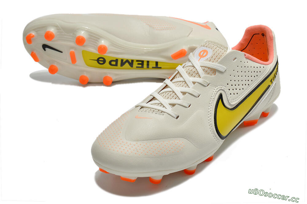 Men's Nike Tiempo Legend 9 Elite FG Firm Ground Low-Tops Football Boots - White/Yellow 3