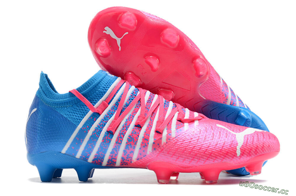 Men's Puma Future Z 1.3 FG Firm Ground Low-Tops Football Boots - Pink/Blue/White 2
