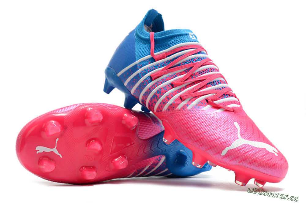 Men's Puma Future Z 1.3 FG Firm Ground Low-Tops Football Boots - Pink/Blue/White 4