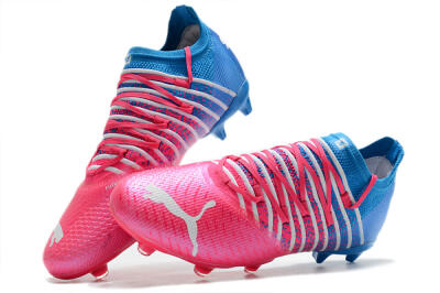 Men's Puma Future Z 1.3 FG Firm Ground Low-Tops Football Boots - Pink/Blue/White