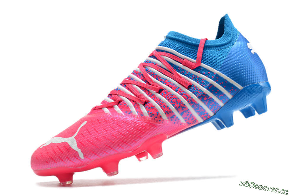 Men's Puma Future Z 1.3 FG Firm Ground Low-Tops Football Boots - Pink/Blue/White 8