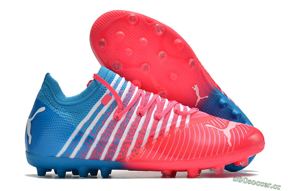 Men's Puma Future Z 1.3 Instinct MG Multi Ground Low-Tops Football Boots - Pink/Blue/White 2