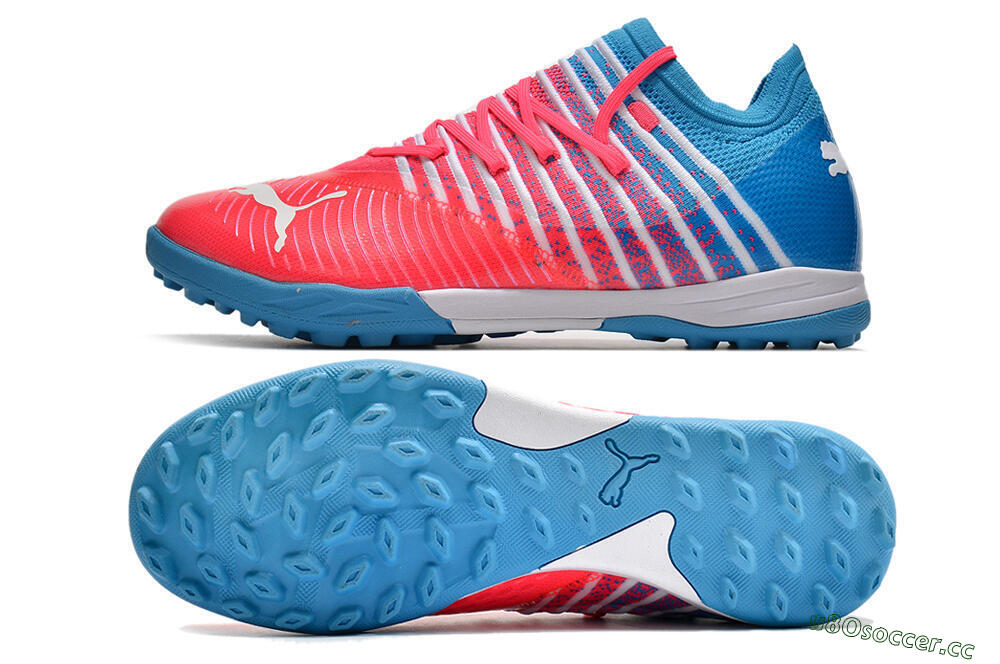 Men's Puma Future Z 1.3 Instinct TF Artificial Turf Low-Tops Football Shoes - Pink/Blue/White 1