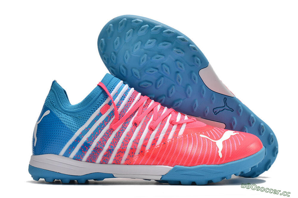 Men's Puma Future Z 1.3 Instinct TF Artificial Turf Low-Tops Football Shoes - Pink/Blue/White 2