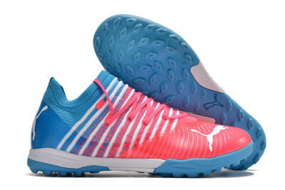Men's Puma Future Z 1.3 Instinct TF Artificial Turf Low-Tops Football Shoes - Pink/Blue/White